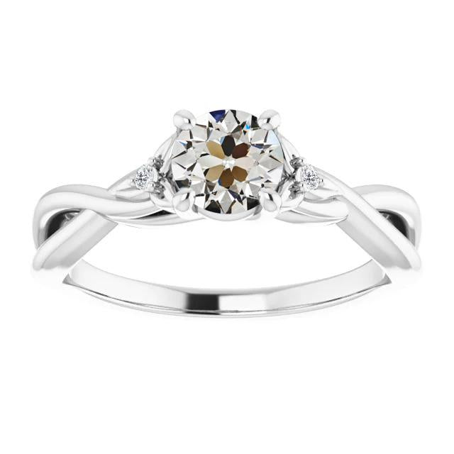 3 Stone Round Genuine Old European Diamond Ring Infinity Style 2.50 Carats
