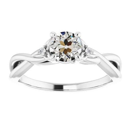 3 Stone Round Genuine Old European Diamond Ring Infinity Style 2.50 Carats