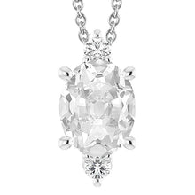 3 Stone Round & Oval Old Miner Slide Real Diamond Pendant Chain 7 Carats