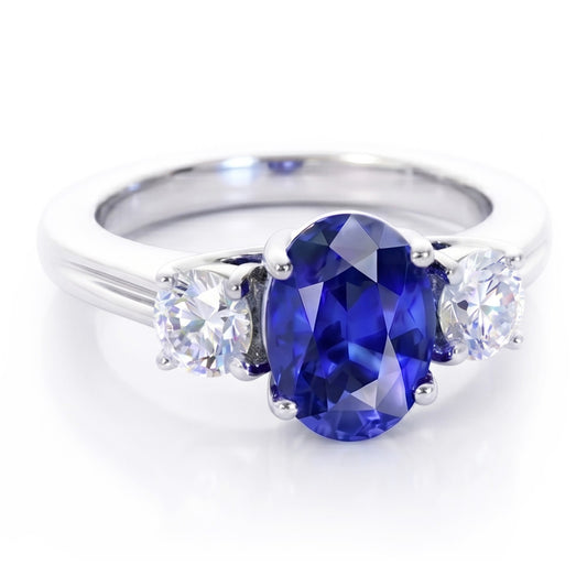 3 Stone Sapphire And Natural Earth Mined DIAMOND ( NOT LAB GROWN )s Ring Anniversary 14K Gold