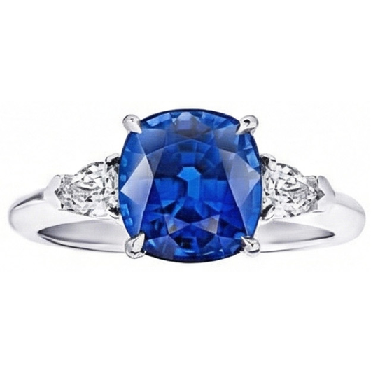 natural cushion sapphire 3.25ct ring side angle