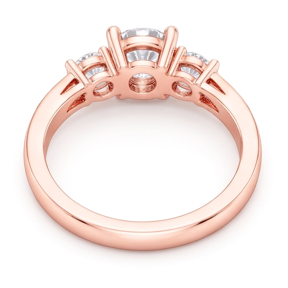 3 Stone Style 2.80 Carats Natural Earth Mined Diamonds Wedding Ring Rose Gold 14K