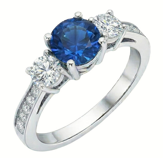 natural round sapphire 3.80ct ring side angle