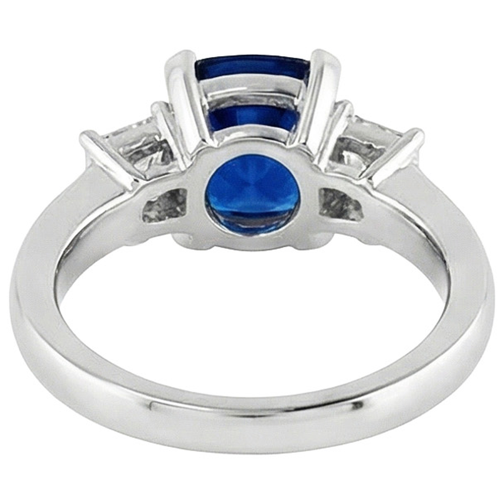 3 Stone Style Ceylon Sapphire & Natural Earth Mined DIAMOND ( NOT LAB GROWN )s 4.01 Ct. Ring White Gold 14K