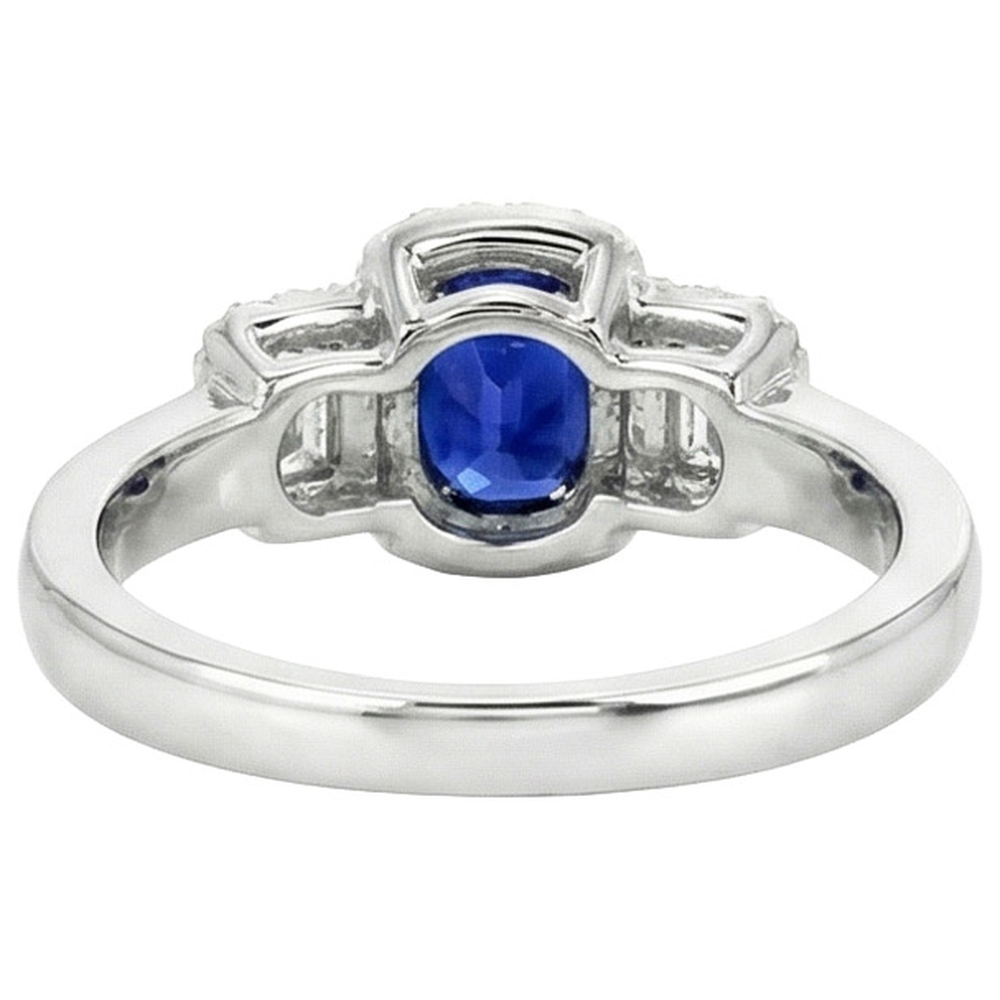 3 Stone Style Natural Earth Mined Diamond And Sapphire Ring