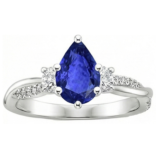 natural round sapphire 6ct ring close up detail