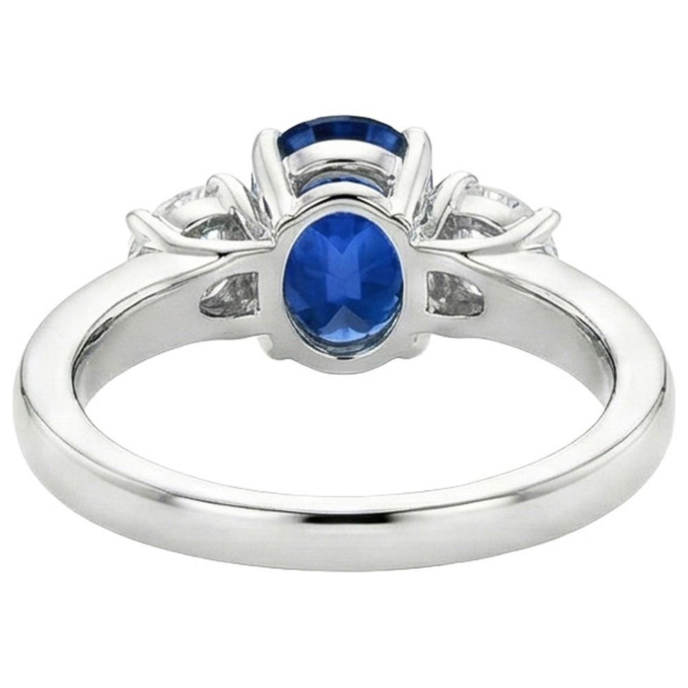 3 Stone Style Sri Lankan Sapphire With Natural Earth Mined DIAMOND ( NOT LAB GROWN )s Ring 3 Carats WG 14K