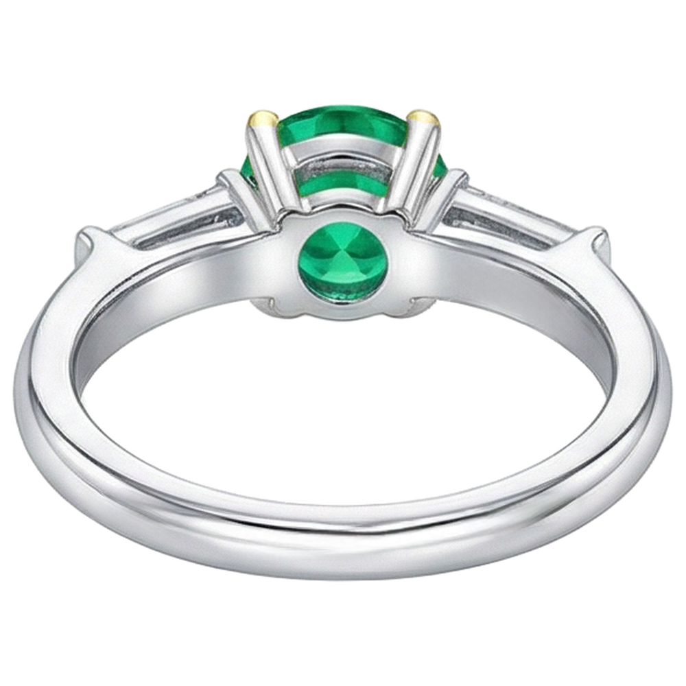 Colombian Emerald Precious Stone Ring 2-ct 14K Two Tone Gold – top view