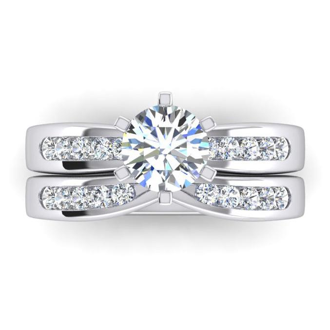 3.25 Carat Genuine Diamond Engagement Ring Set White Gold 14K