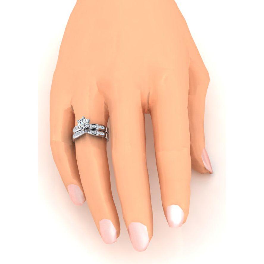 3.25 Carat Genuine Diamond Engagement Ring Set White Gold 14K