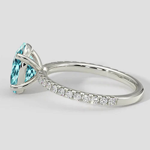 3.75ct Oval Bluish Paraiba Ring with Diamond Band