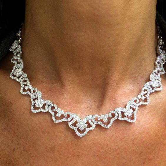 30 Ct Round Cut Small Real Diamonds Women Necklace White Gold 14K
