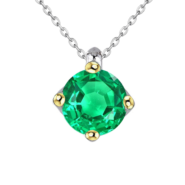 Gemstone Pendant 14K Two Tone Gold with Fine Emerald – main view