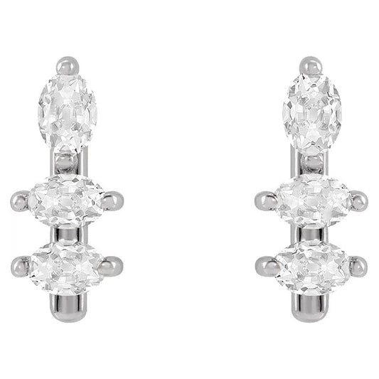 Genuine Diamond Drop Earrings 1.50 ct 14 Karat White Gold – main view