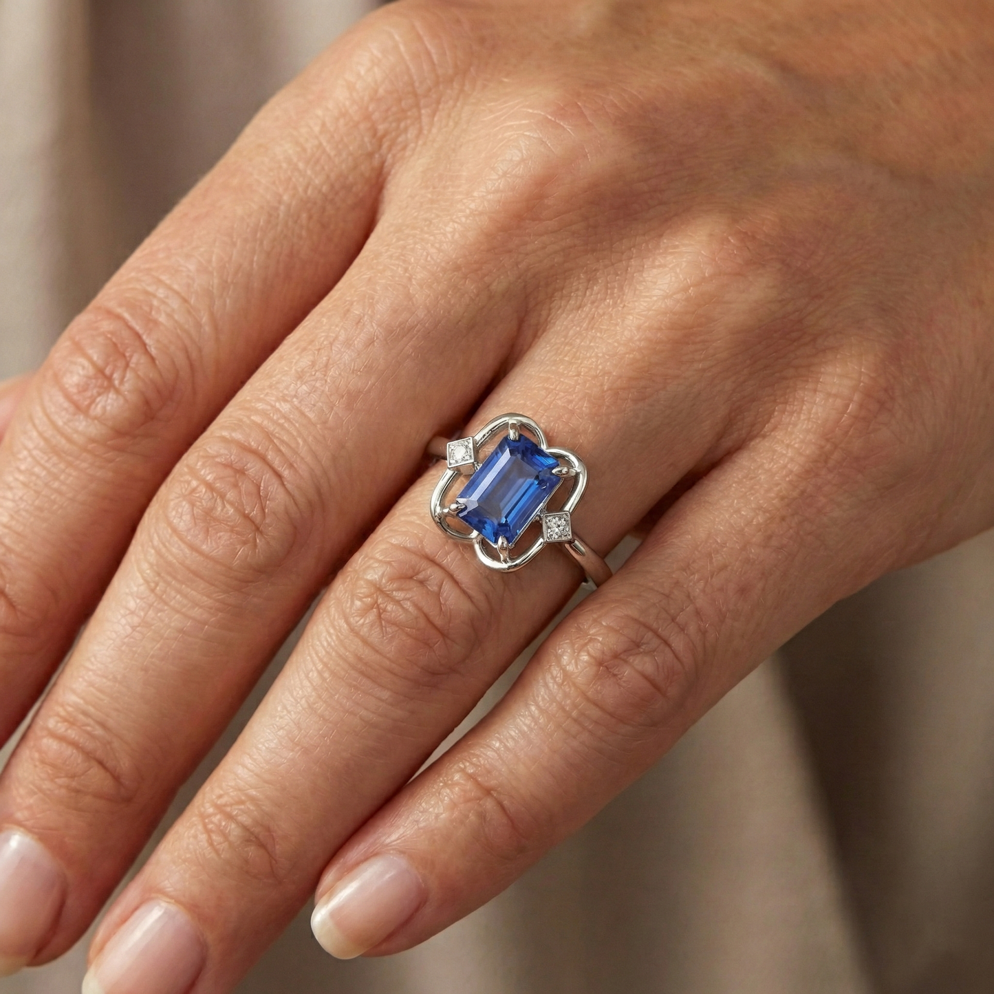 3 Stone Emerald Sapphire Ring Bezel Set Round Natural Earth Mined Diamonds 1.75 Carats