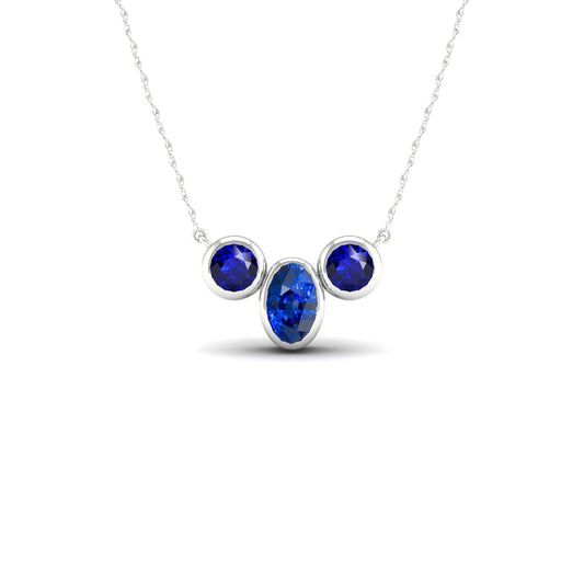 Oval Cut Royal Blue Sapphire ring in 14 Karat White Gold – main view