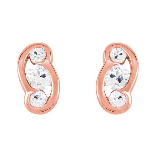 Fine Diamond Old Mine Cut Earrings in 14K Rose Gold – main view