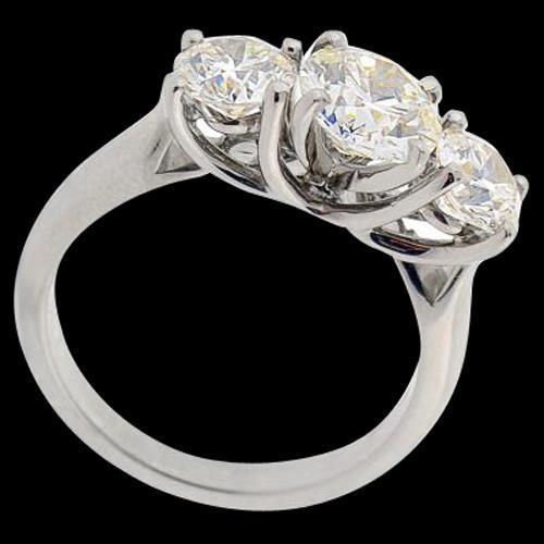 3.01 Ct White Gold Real Natural Earth Mined Diamond Engagement Ring Three Stone Jewellery New