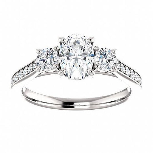 3.01 Ct. Genuine Round Brilliant Ideal Cut Diamond Engagement Ring Platinum