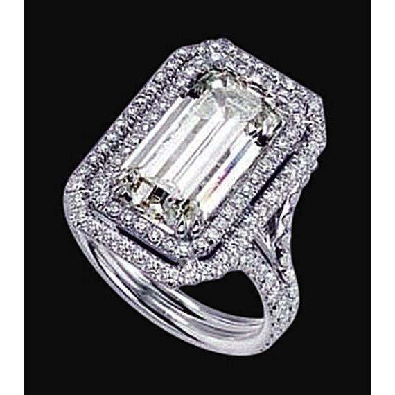 3.01 Ct. Real Diamonds Royal Engagement Fancy Ring Halo Emerald Center