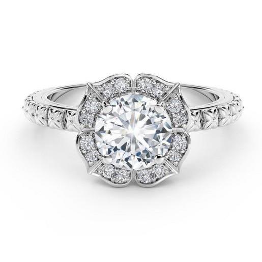 natural round diamond 3.10ct ring front view