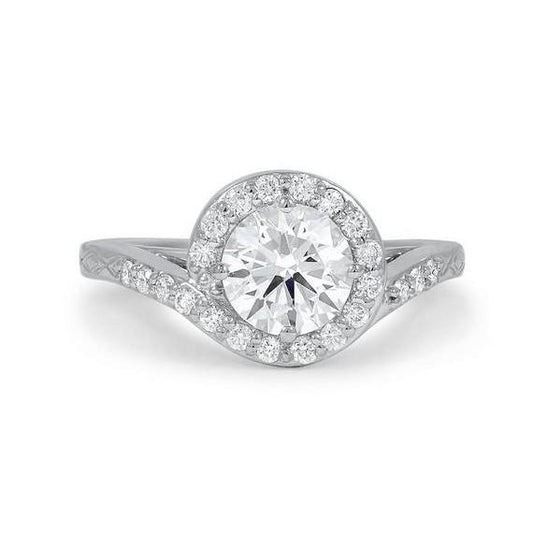 natural round diamond 3.10ct ring front view
