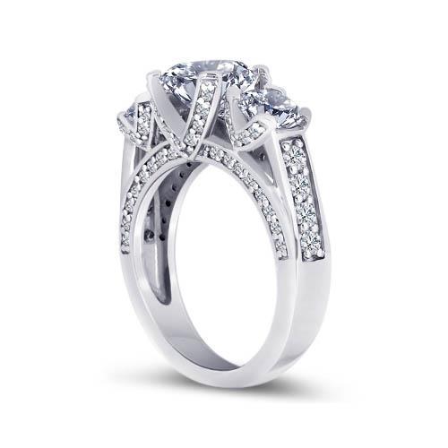 3.11 Ct Diamonds Three Stone Wedding Ring Antique Style White Gold