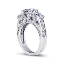 3.11 Ct Diamonds Three Stone Wedding Ring Antique Style White Gold
