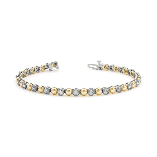3.15 Carats Sparkling Brilliant Cut Genuine Diamonds Bracelet Gold 14K