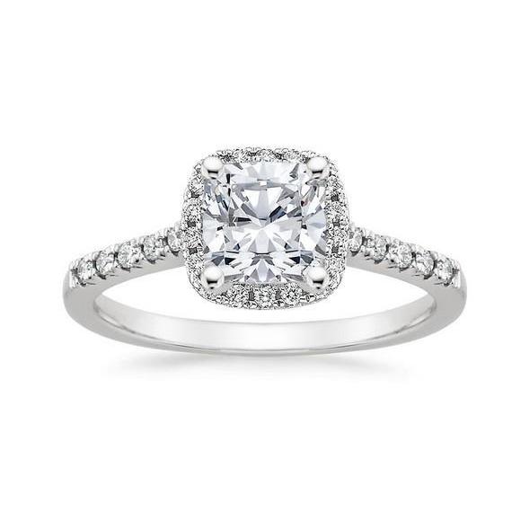3.20 Carats Cushion & Round Real Diamond Engagement Halo Ring