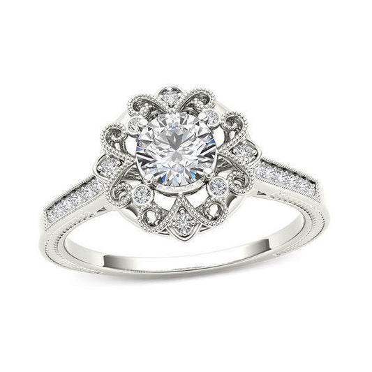 natural round diamond 3.25ct ring front view