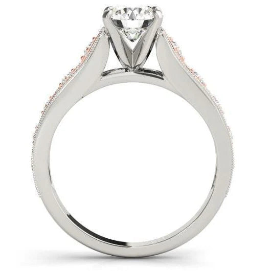 3.25 Carats Real Diamond Engagement Ring Set New Two Tone Gold 14K