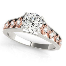 3.25 Carats Real Diamond Engagement Ring Set New Two Tone Gold 14K