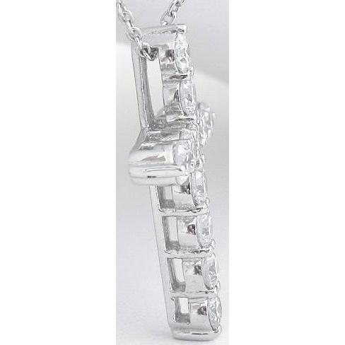3.3 Ct Round Cut Diamond Cross Genuine Pendant 14K