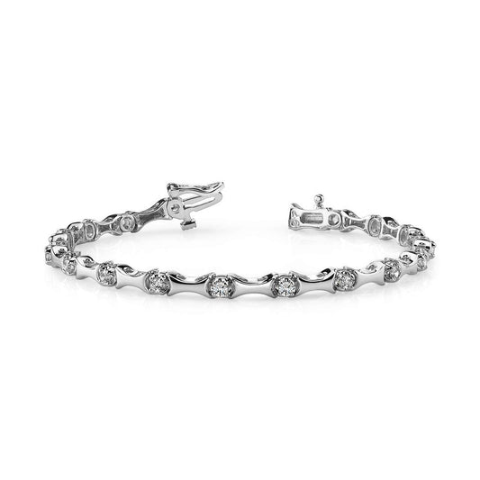 3.40 Carats Real Round Diamond Tennis Bracelet Solid White Gold Prong Set