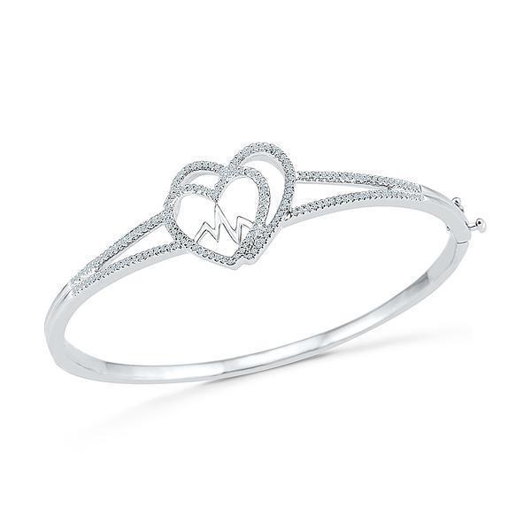 3.40 Ct Round Cut Genuine Diamond Ladies Bangle 14K White Gold