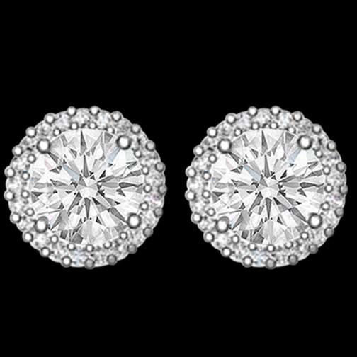 natural round diamond 3.42ct earring front view