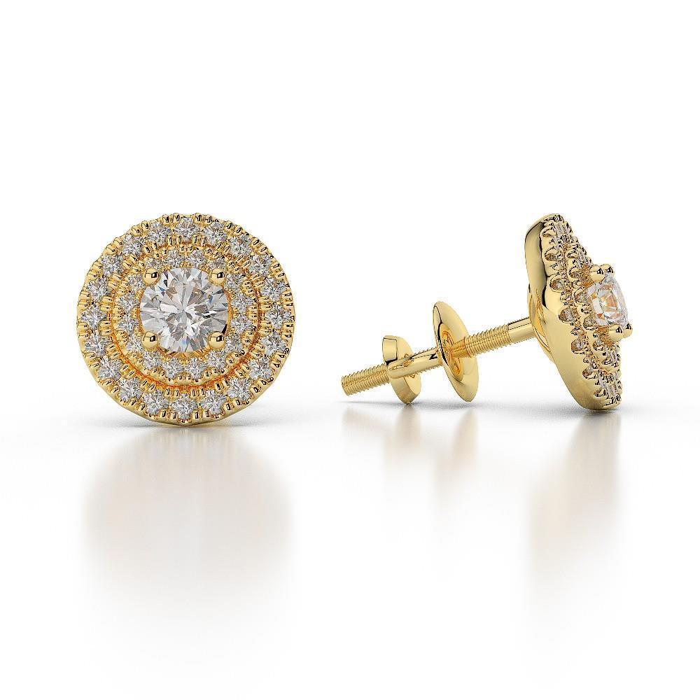 3.5 Carats Round Cut Halo Natural Diamond Stud Earring White Gold Fine Jewelry