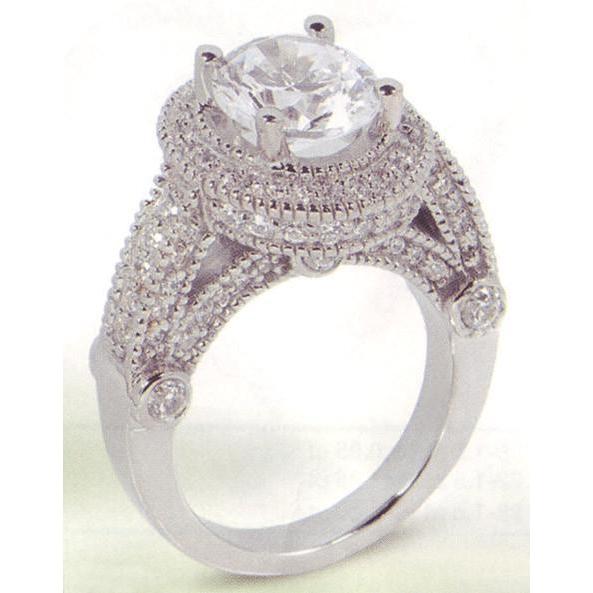 3.50 Carat Real Diamond Engagement Ring Luxurious Antique
