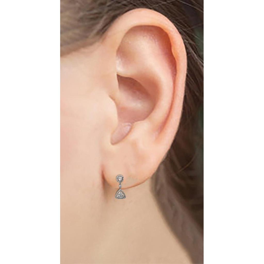 Trillion Natural Diamonds Chandelier Earrings White Gold Earring