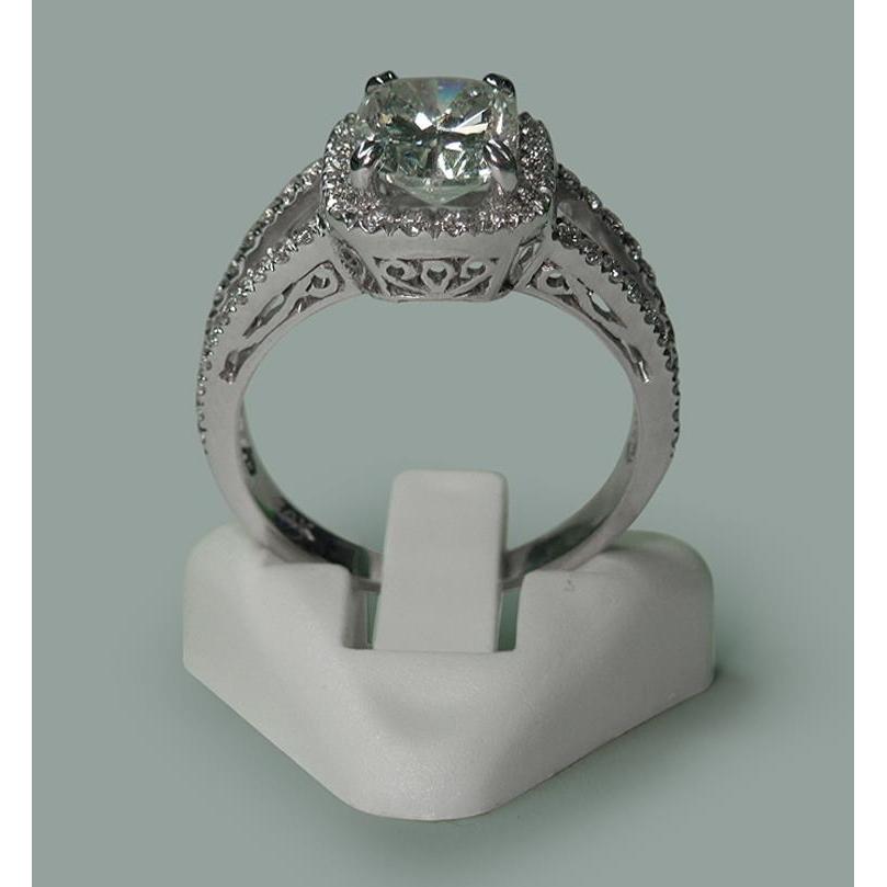 3.50 Carats Cushion Natural Diamond Solitaire Ring Split Shank