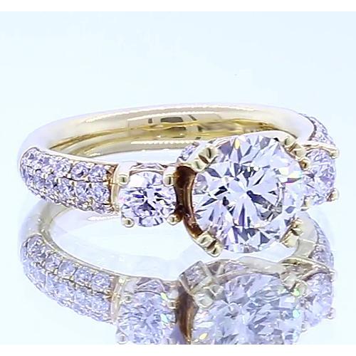 3.50 Carats Natural Diamond Round Engagement Ring Gold 14K
