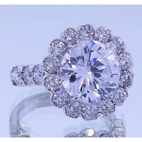 natural round diamond 3.50ct ring side angle
