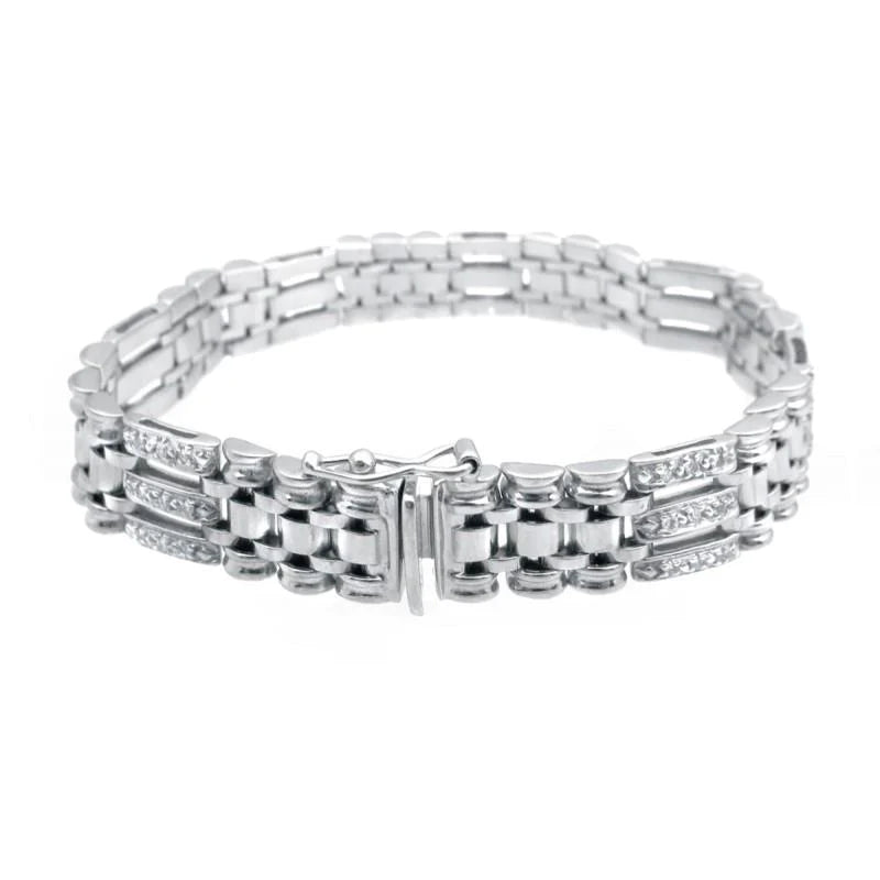 3.50 Carats Natural Round Cut Real Diamond Men Bracelet White Gold 14K