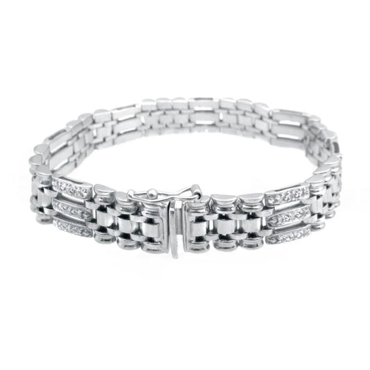 3.50 Carats Natural Round Cut Real Diamond Men Bracelet White Gold 14K