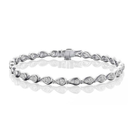 3.50 Carats Round Cut Genuine Diamonds Ladies Bracelet White Gold 14K