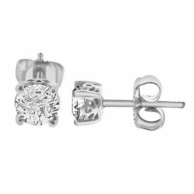 3.50 Carats Round Cut Genuine Diamonds Ladies Studs Earrings White Gold
