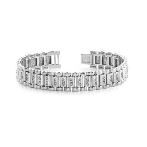 3.50 Carats Round Cut Natural Diamond Men's Bracelet White Gold 14K