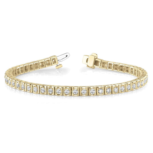 3.50 Carats Round Real Diamond Tennis Bracelet Yellow Gold 14K