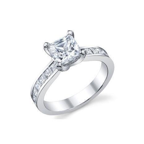 3.50 Ct Princess And Round Cut Natural Diamonds Wedding Ring